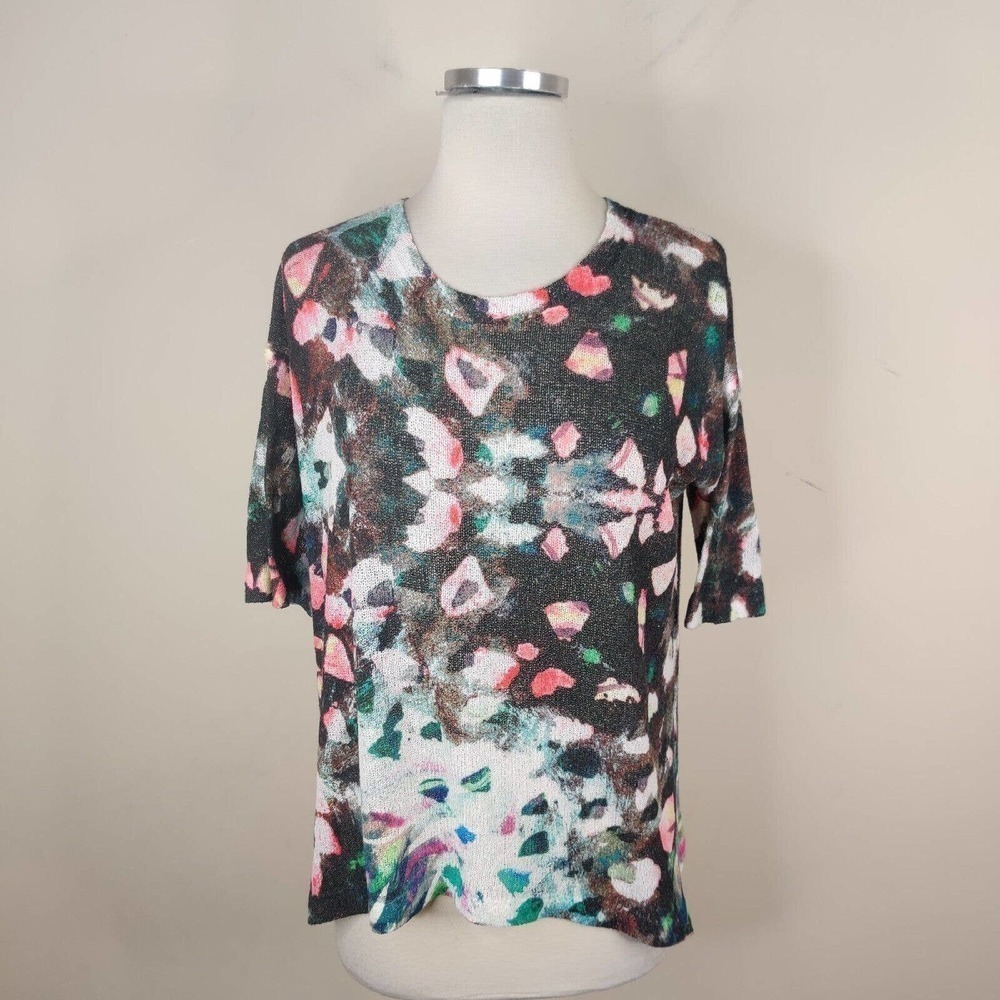 Nally & Millie Top One Size Fits Most Floral Abstract Knit‎